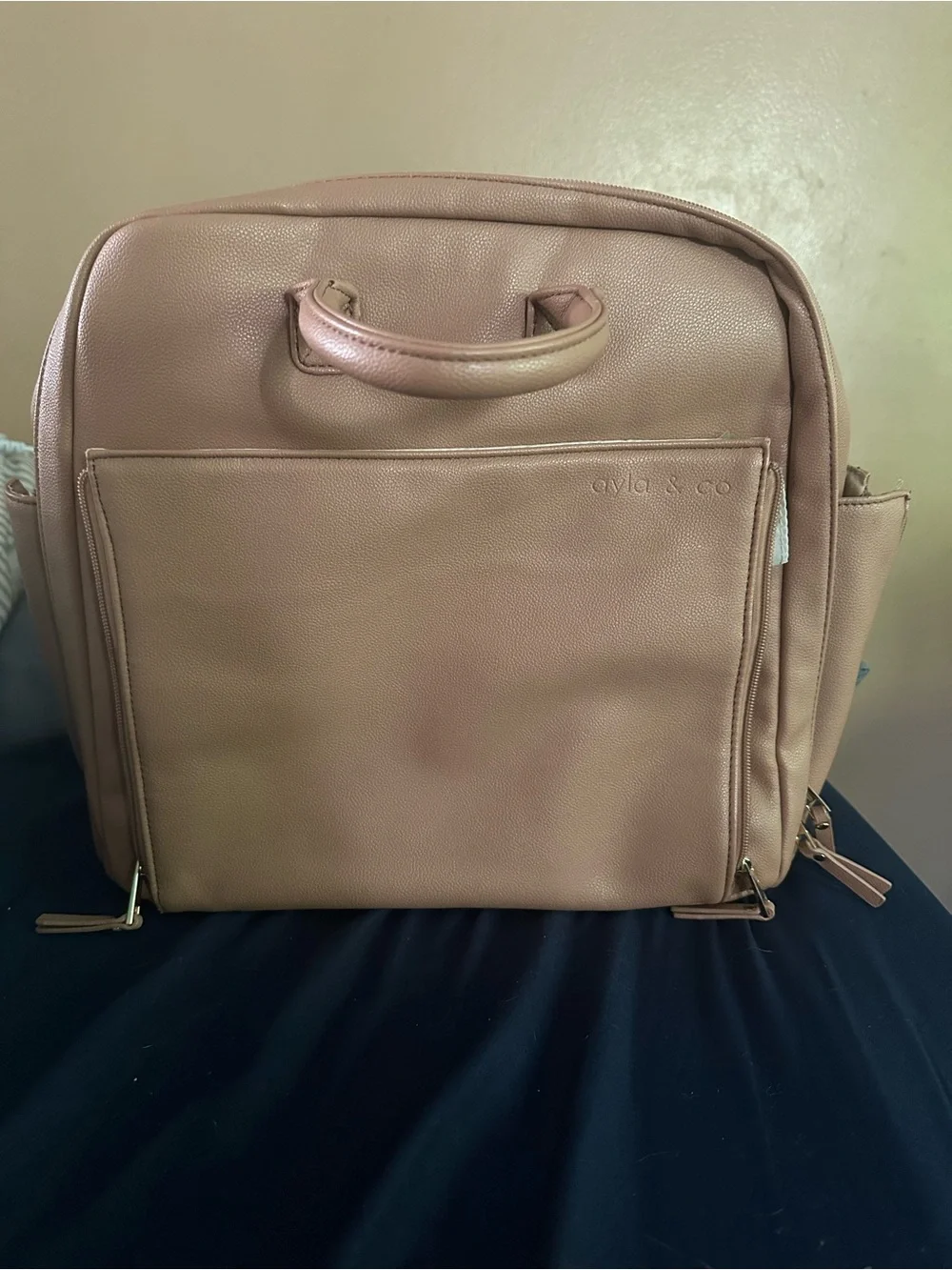 Ayla Vegan Leather Diaper Backpack in Brown